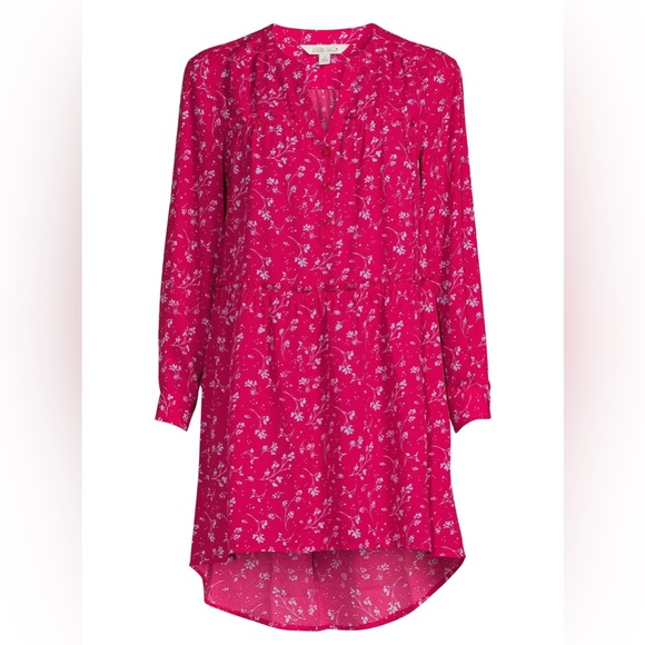 The Pioneer Woman Tops - The Pioneer Woman Micro Ruffle Tiered Tunic S P2P 18-19” red w/blue floral boho